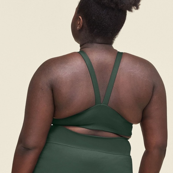 GIRLFRIEND COLLECTIVE Lou V-Back Bra in Moss Green NWT - Picture 4 of 5